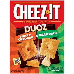 Cheez-It DUOZ Cheese Crackers, Baked Snack Crackers, Office and Kids Snacks, Cheddar and Parmesan, 12.4oz Box (1 Box)