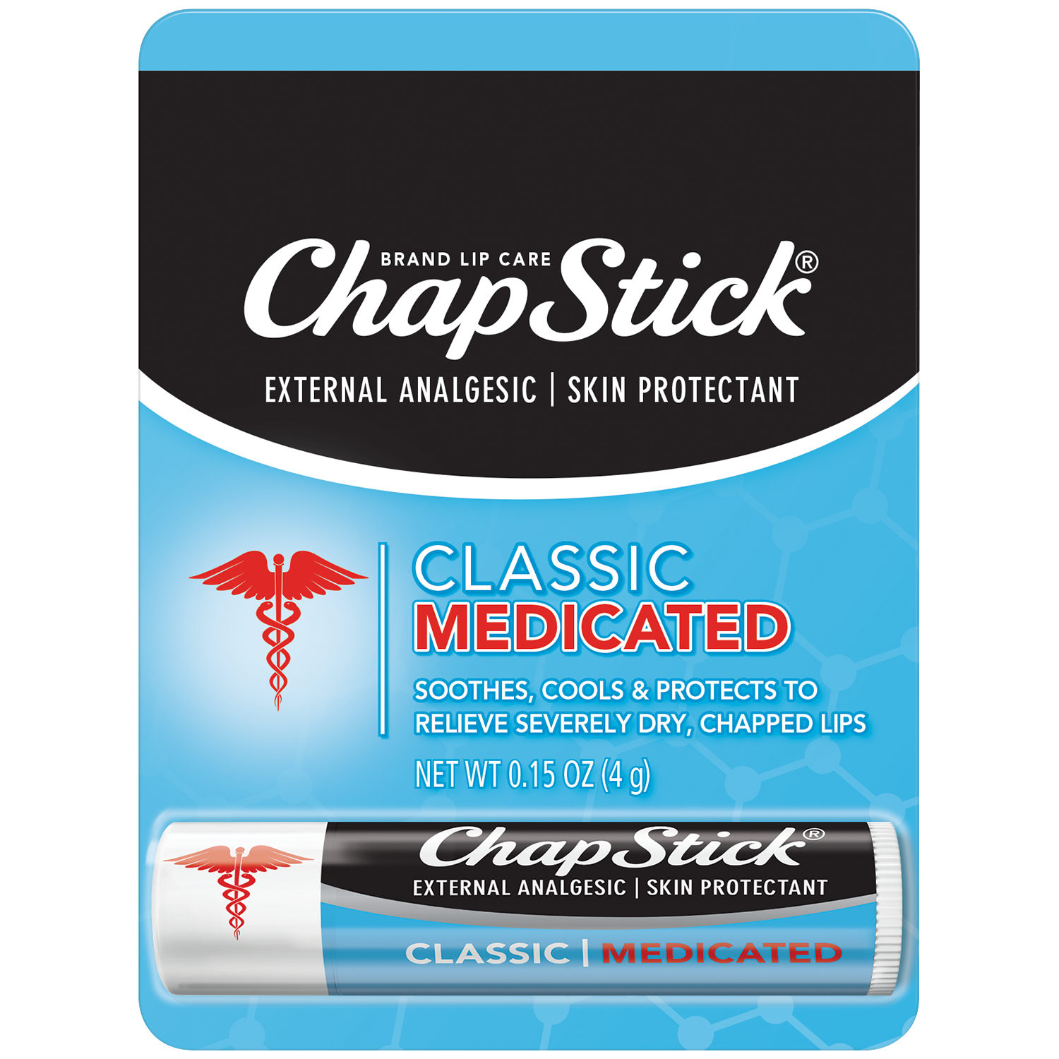 ChapStick Classic Medicated External Skin Protectant Lip Balm Tube, Relieves Chapped Lips