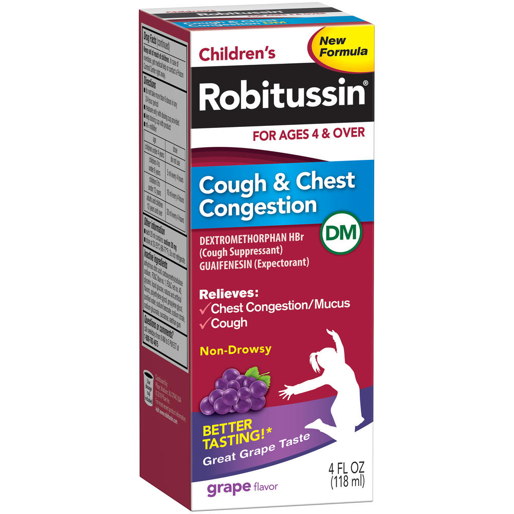 Robitussin &#174; Children's Grape Cough & Chest Congestion Relief Syrup 4 fl. oz. Box