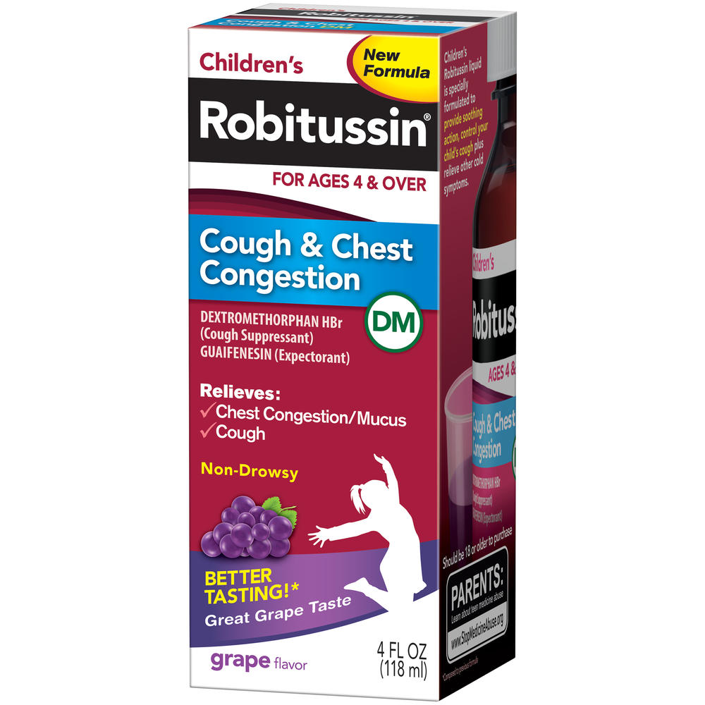 Robitussin &#174; Children's Grape Cough & Chest Congestion Relief Syrup 4 fl. oz. Box