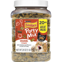 Friskies Purina Friskies Made in USA Facilities Cat Treats; Party Mix Original Crunch - 20 oz. Canister