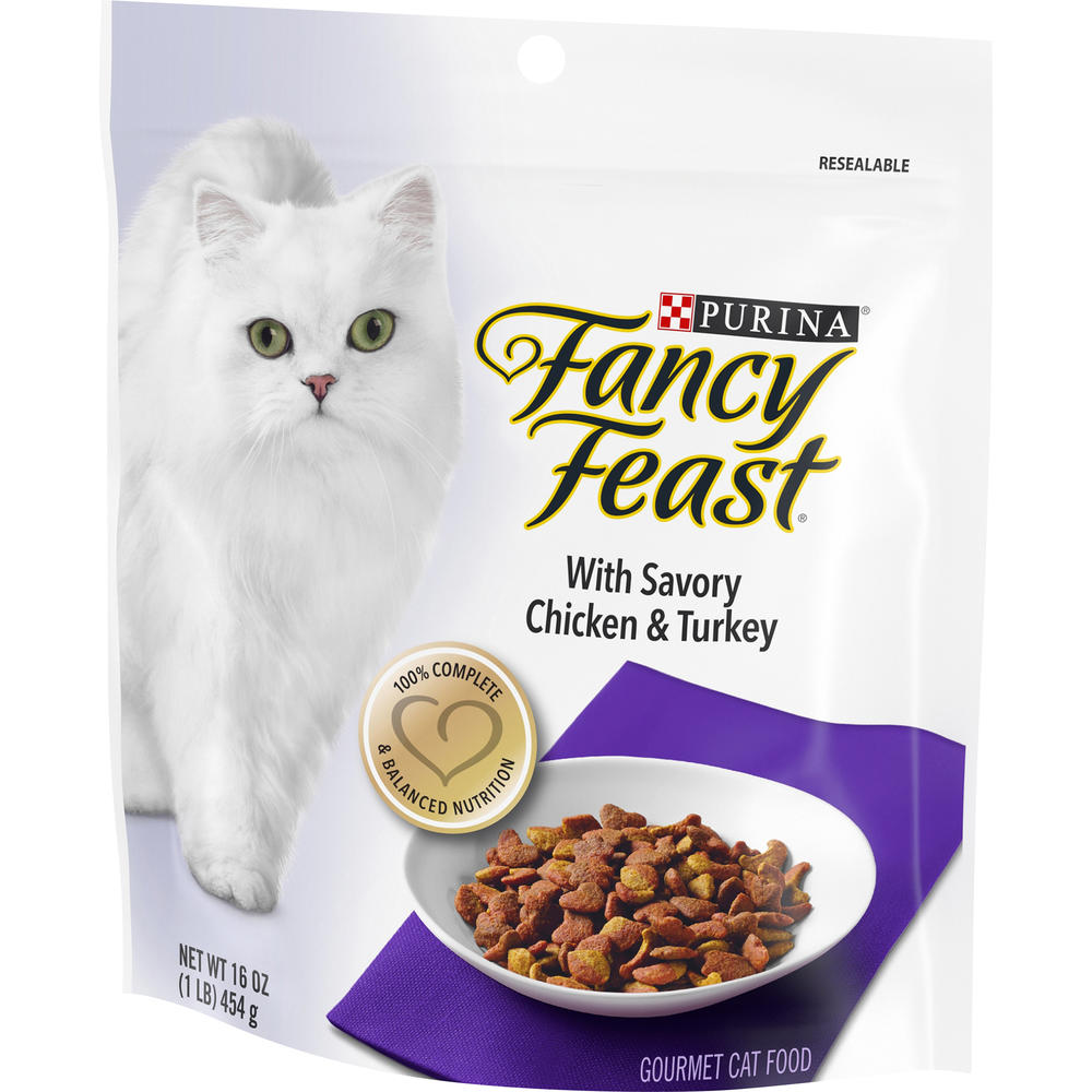 Fancy Feast Dry with Savory Chicken & Turkey Cat Food, 16 oz. Pouch