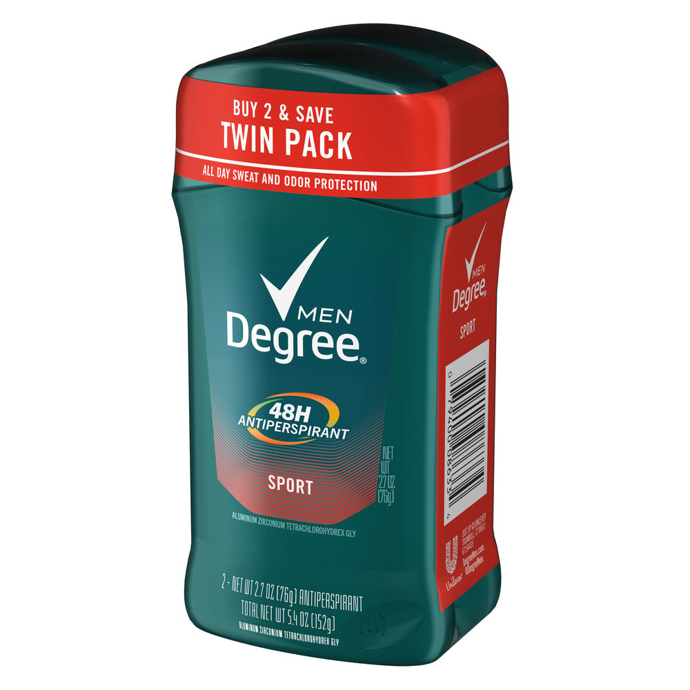 Degree Men Invisible Solid Deodorant, Sport, Twin Pack, 5.4 oz