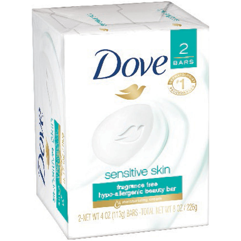 Dove Beauty Bars, Sensitive Skin, Unscented, 2 - 4.25 oz (120 g) bars [8.5 oz (240 g)]