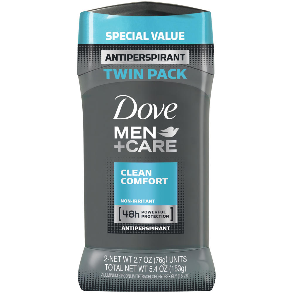 Dove  Men+Care Clean Comfort Antiperspirant Stick 2.7 oz, Twin Pack