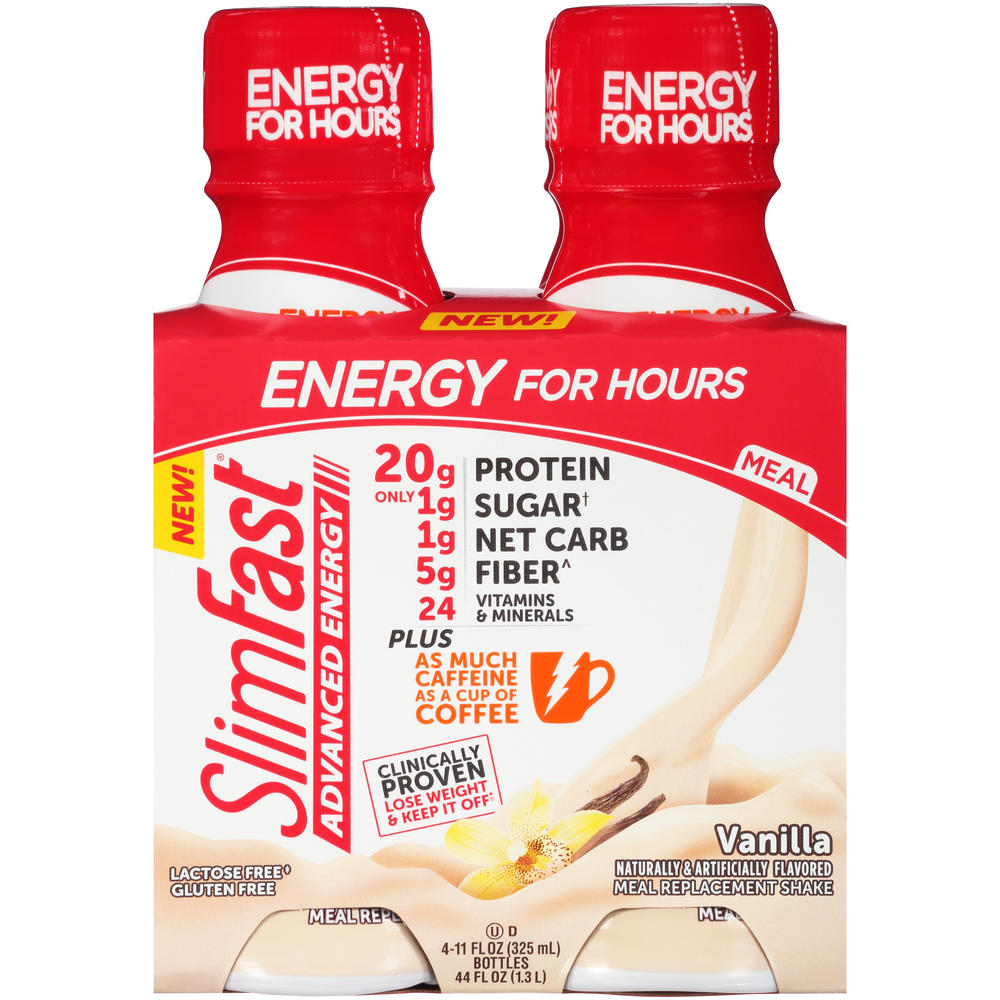 SlimFast® Advanced Energy Vanilla Meal Replacement Shakes 4-11 fl. oz.  Bottles