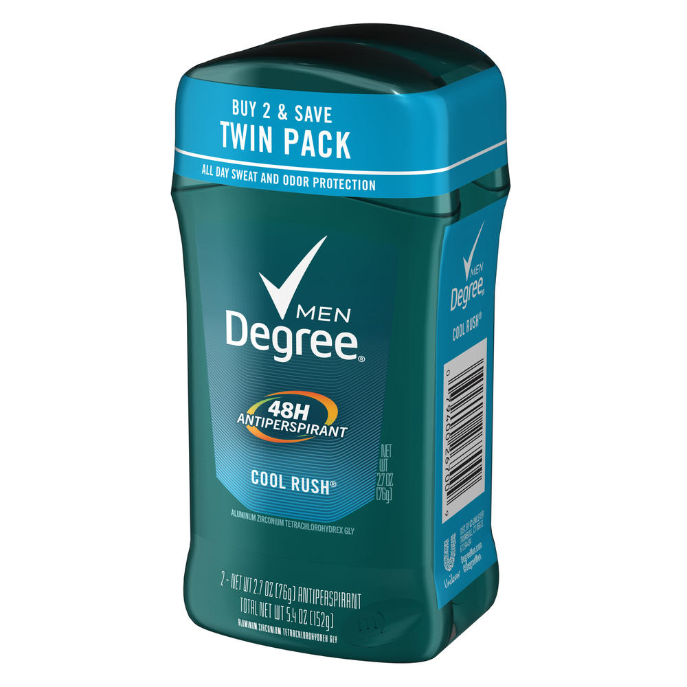 Men Anti-Perspirant & Deodorant, Invisible Stick, Cool Rush, 2 - 2.7 oz (76 g) units [5.4 oz (152 g)]