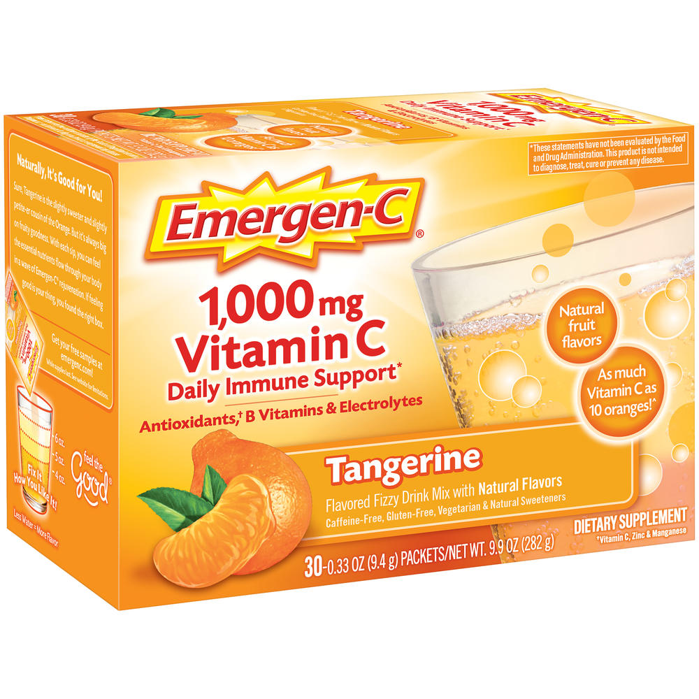 Emergen-C  Vitamin C Fizzy Drink Mix Tangerine - 1000 mg - 30 Packets
