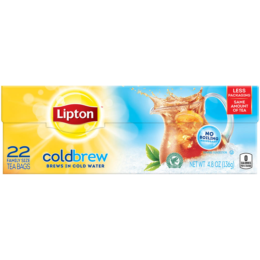 Lipton Cold Brew Iced Tea, Pitcher Size, 22 tea bags