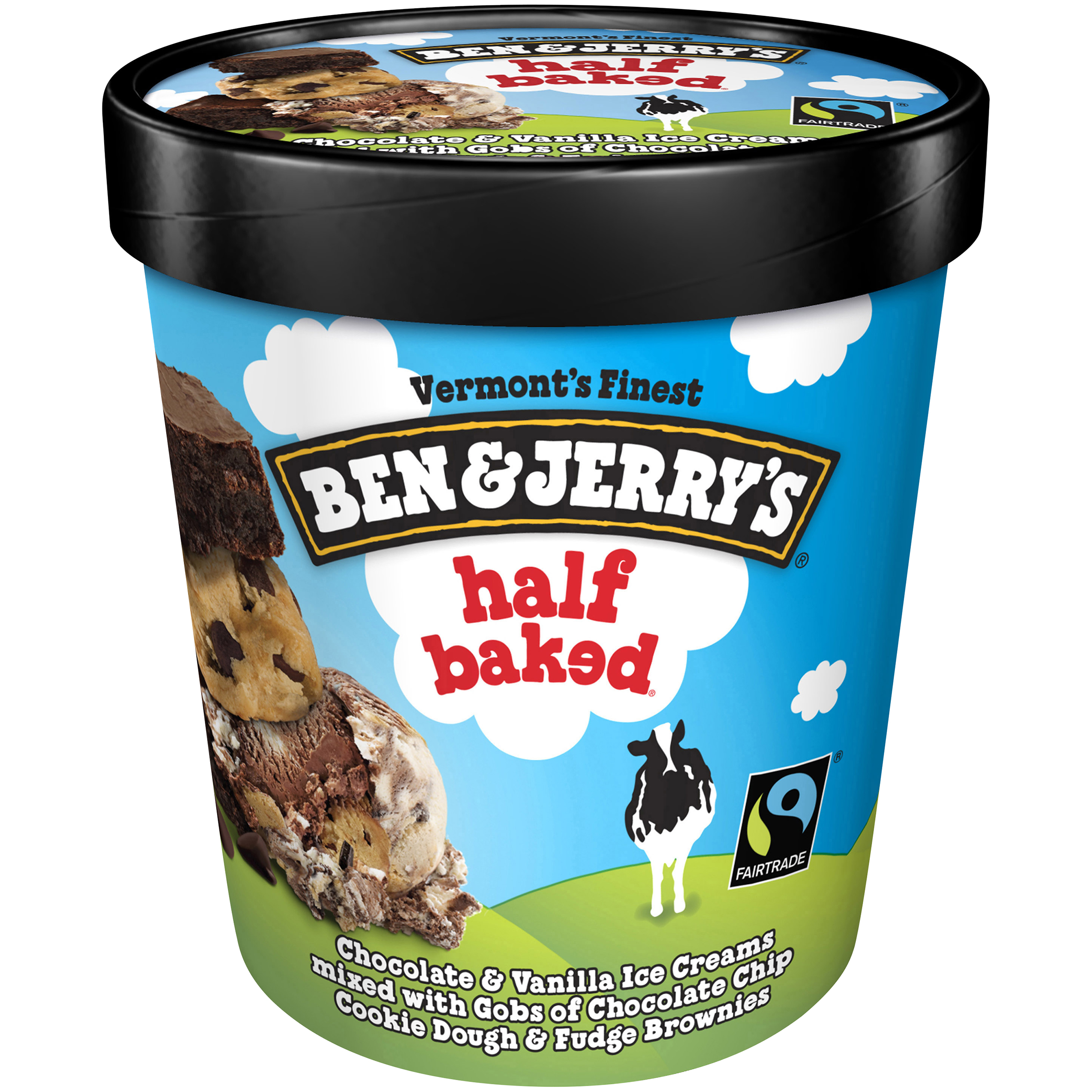 Ben & Jerry's Half Baked Ice Cream, 2 Twisted, Chocolate Fudge Brownie meets Chocolate Chip Cookie Dough, 16 oz (1pt) 473 ml