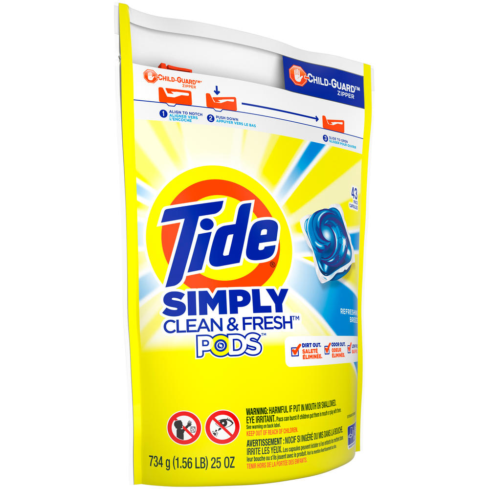 Tide  Simply PODS +Oxi Liquid Laundry Detergent Pacs, Refreshing Breeze, 43 count