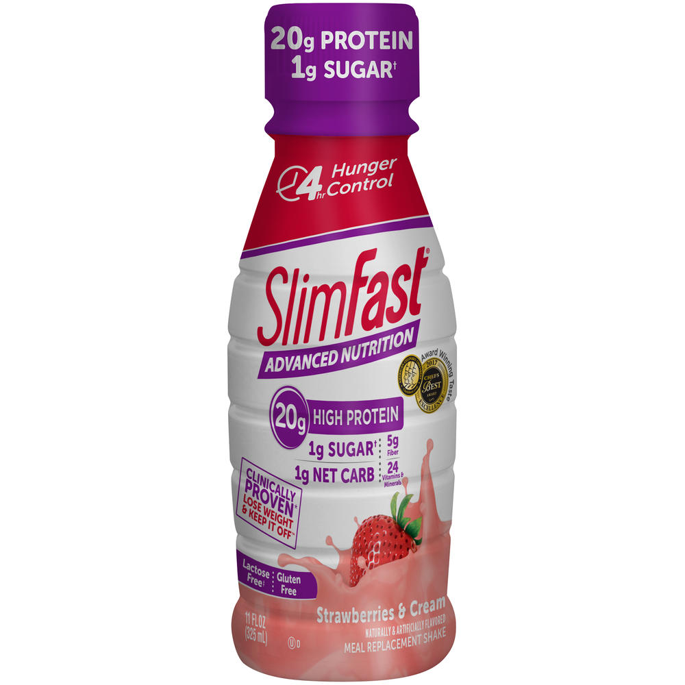 Slim-Fast SlimFast&#174; Advanced Nutrition Strawberries & Cream Meal Replacement Shake 4-11 fl. oz. Bottles