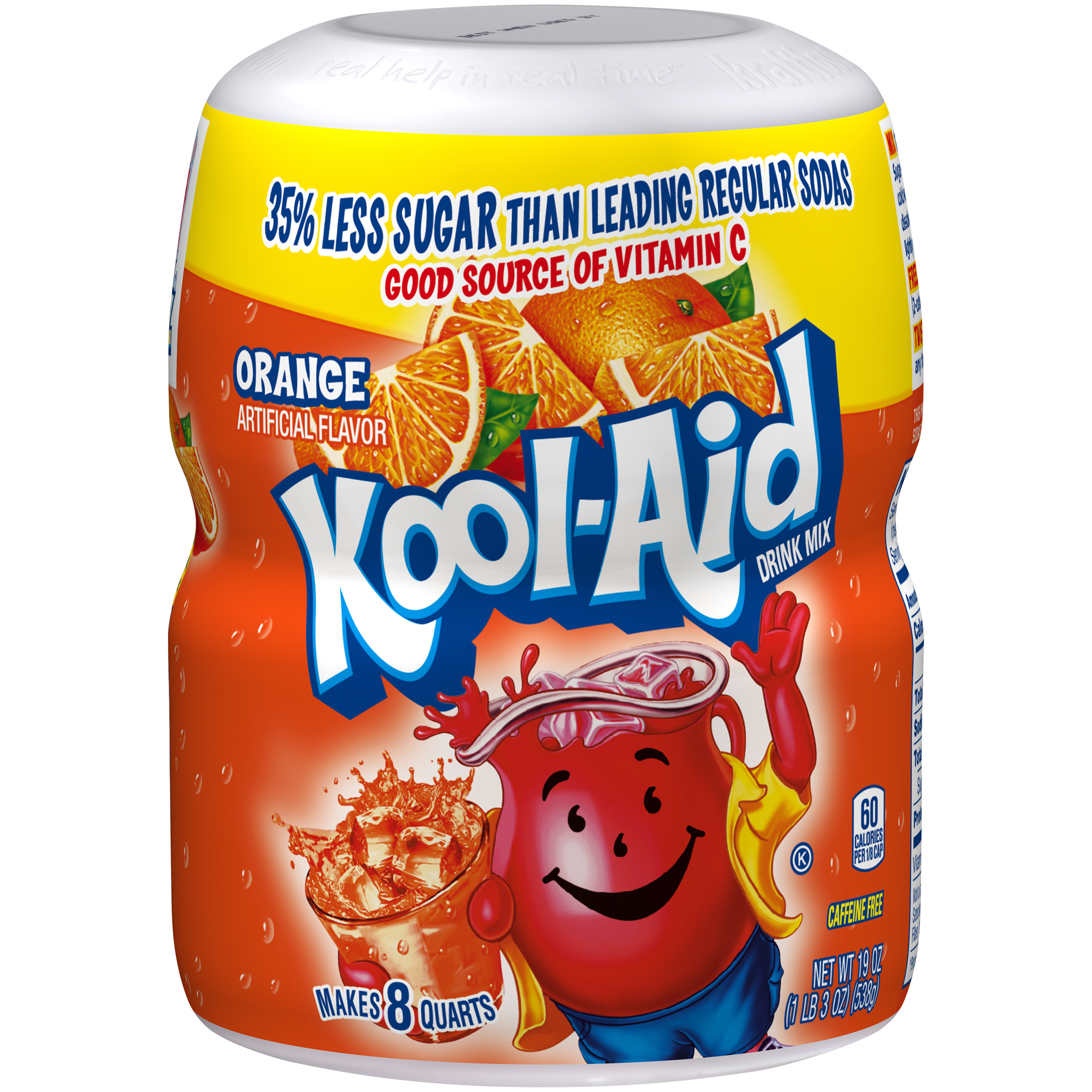 Kool-Aid Sugar-Sweetened Soft Drink Mix, Orange, 19 oz (1 lb 3 oz) 538 g