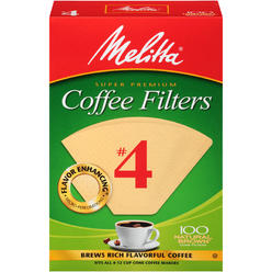 Melitta 624602 #4 8 To 12 Cup Natural Brown Cone Coffee Filters 100 Count