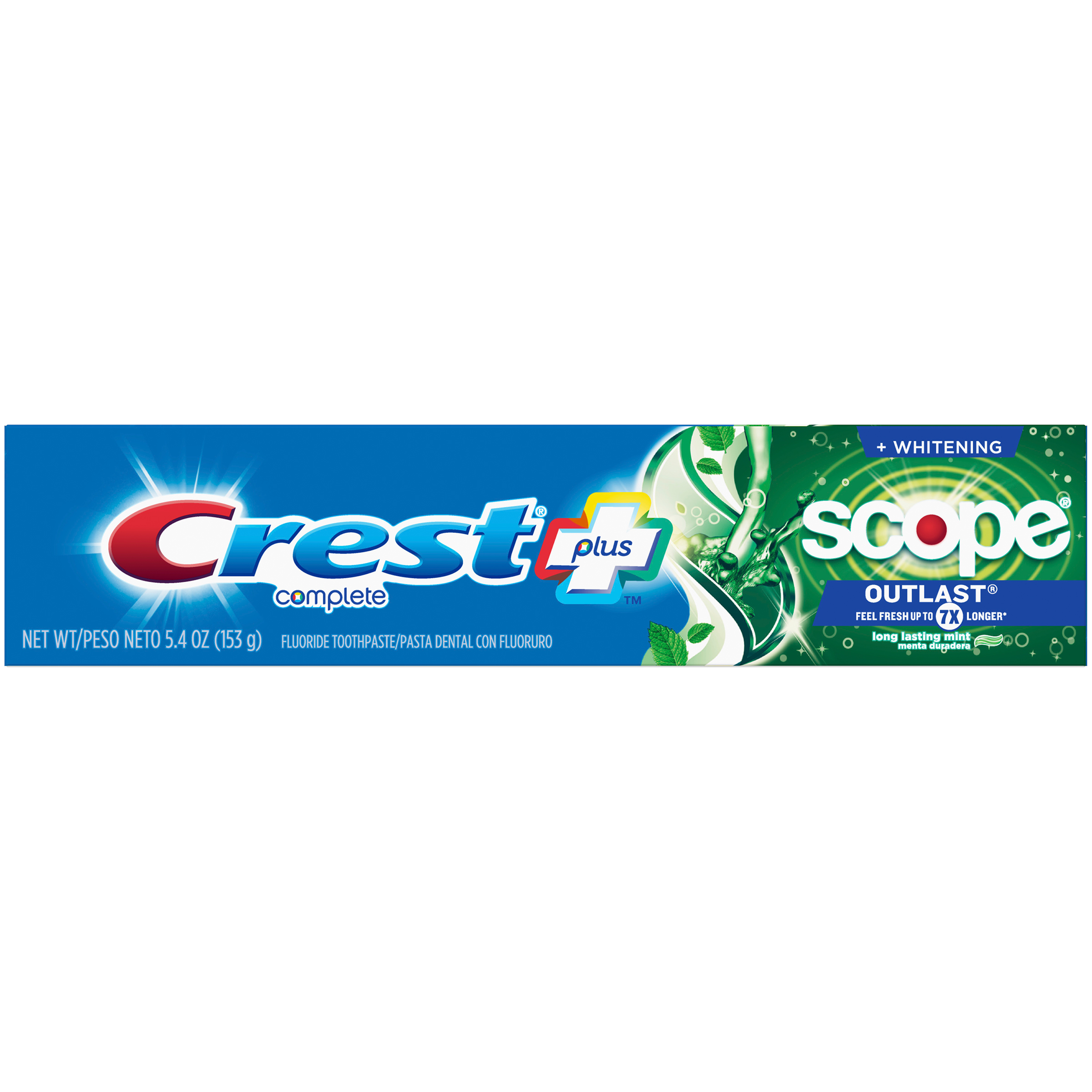 Crest  + Scope Outlast Complete Whitening Toothpaste, Mint, 5.4 oz