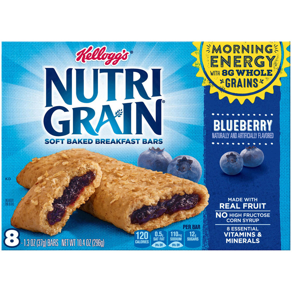Kellogg's Nutri-Grain Cereal Bars, Blueberry, 8 - 1.3 oz (37 g) bars [10.4 oz (296 g)]