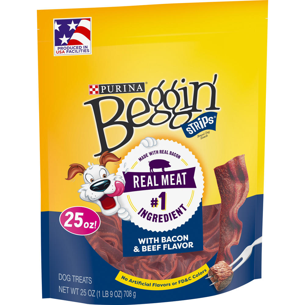 Beggin' Purina Strips Made in USA Facilities Dog Training Treats; Bacon