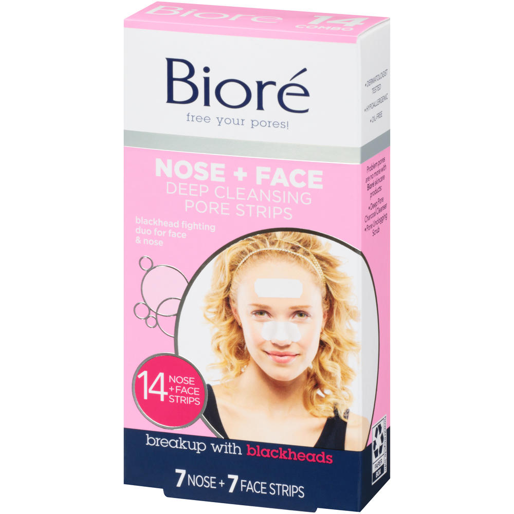 Biore Deep Cleansing Pore Strips, Face & Nose, 14 strips