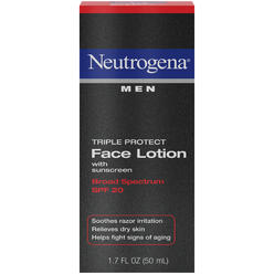 Neutrogena Triple Protect Mens Daily Face Lotion with Broad Spectrum SPF 20 Sunscreen, Moisturizer to Fight Aging Signs, Soothe 