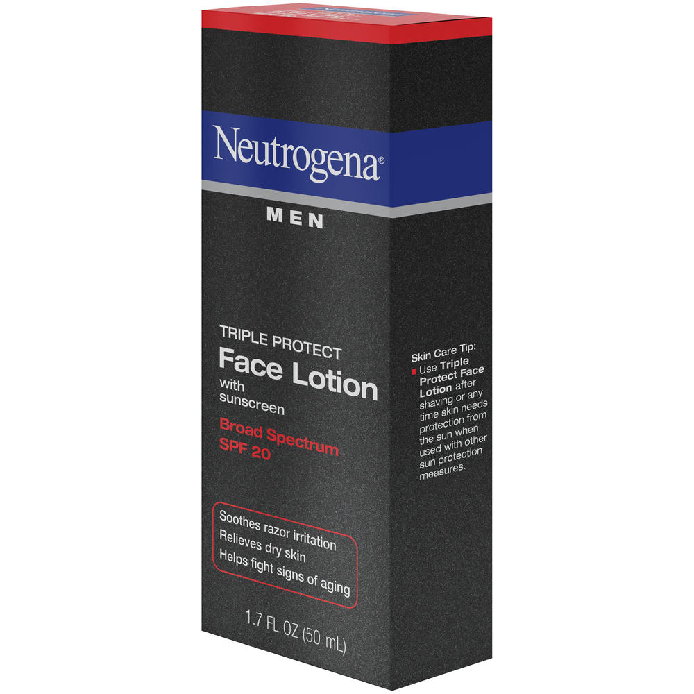 Neutrogena Men Face Lotion, Triple Protect, SPF 20, 1.7 fl oz (50 ml)