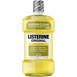 listerine original antiseptic oral care mouthwash to kill 99% of germs that cause bad breath, plaque and gingivitis, ada-acce
