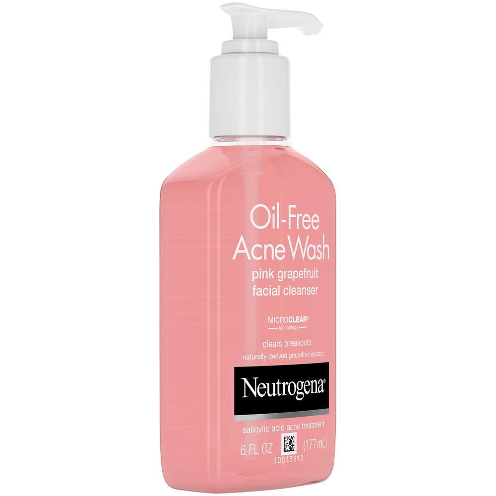 Neutrogena Oil-Free Acne Wash, Pink Grapefruit Facial Cleanser, 6 fl oz (177 ml)