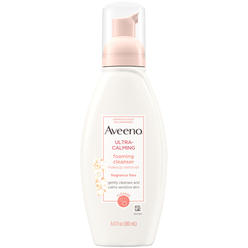 Aveeno Ultra-Calming Foaming Cleanser & Makeup Remover Facial Cleanser with Calming Feverfew, Face Wash for Dry & Sensitive Skin