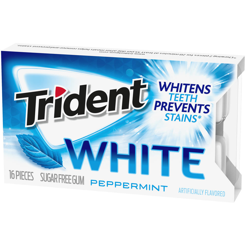 Trident White Peppermint Sugar Free Gum, 1-16 Piece Pack