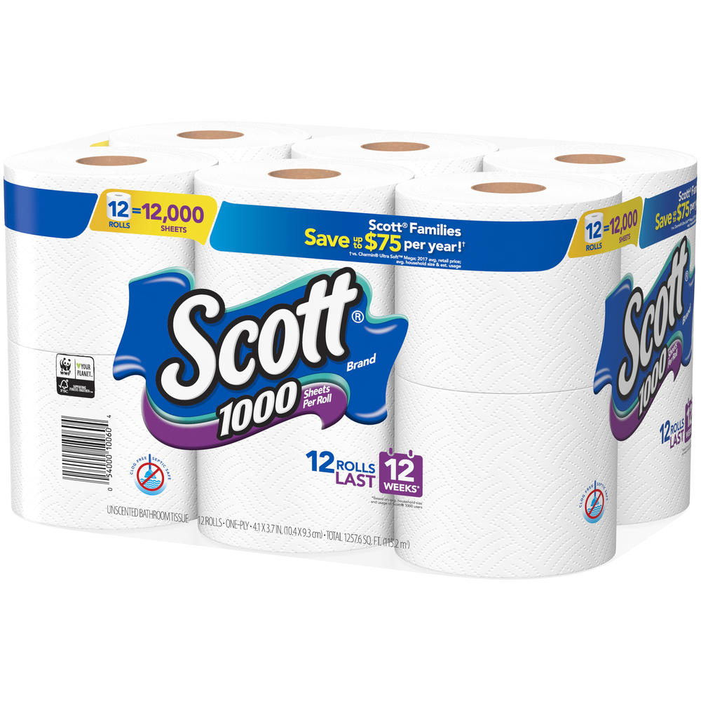 Scott 1000 Tissue, 12 rolls