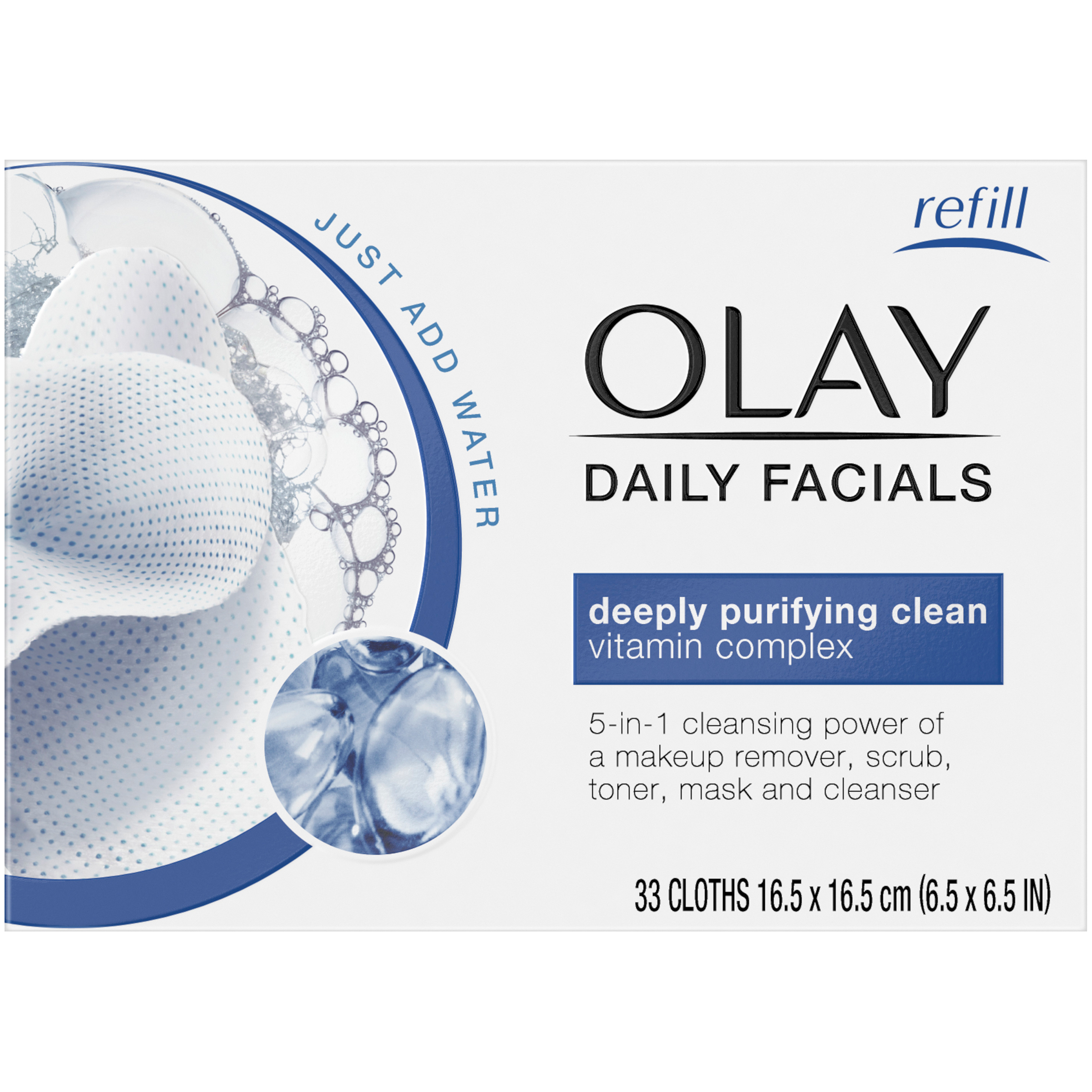 Olay Facial Cloths, 2-in-1 Daily, Combination/Oily 33 cloths