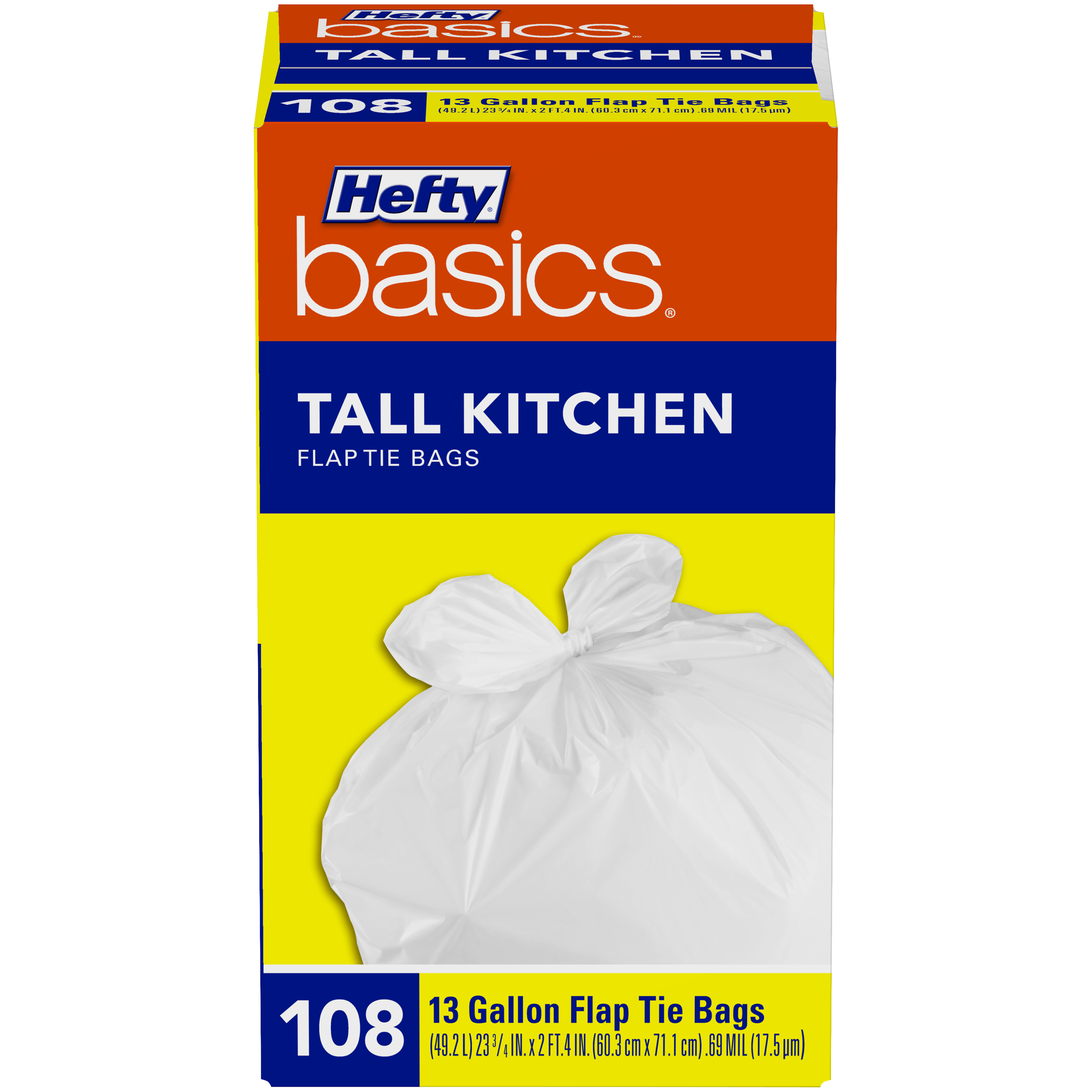 HEFTY BASICS Kitchen Bags, Size: 13 gallon, White HEFTY BASICS Kitchen Bags, Size: 13 gallon, White