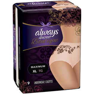 Always Discreet Boutique, Incontinence Underwear for Women, Maximum  Protection, Peach, XL, 9 Count