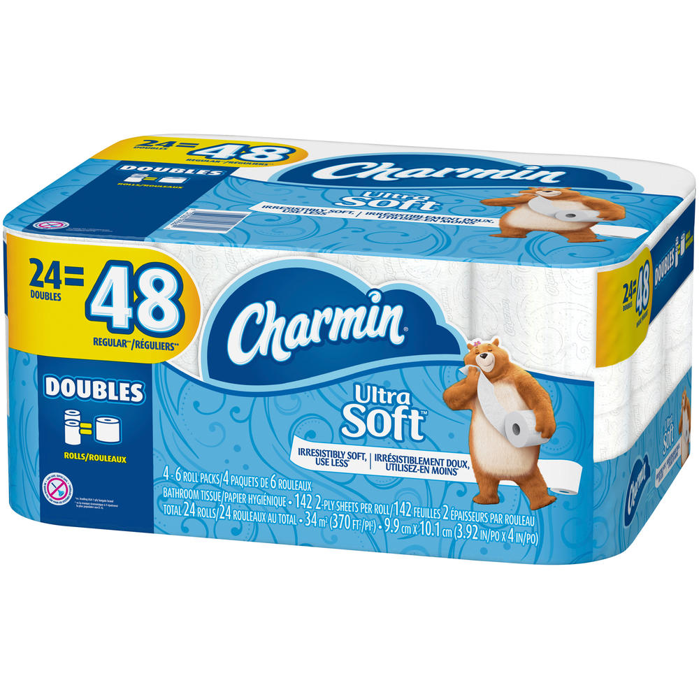 Charmin  Ultra Soft Toilet Paper 24 Double Rolls, 142 sheets per roll