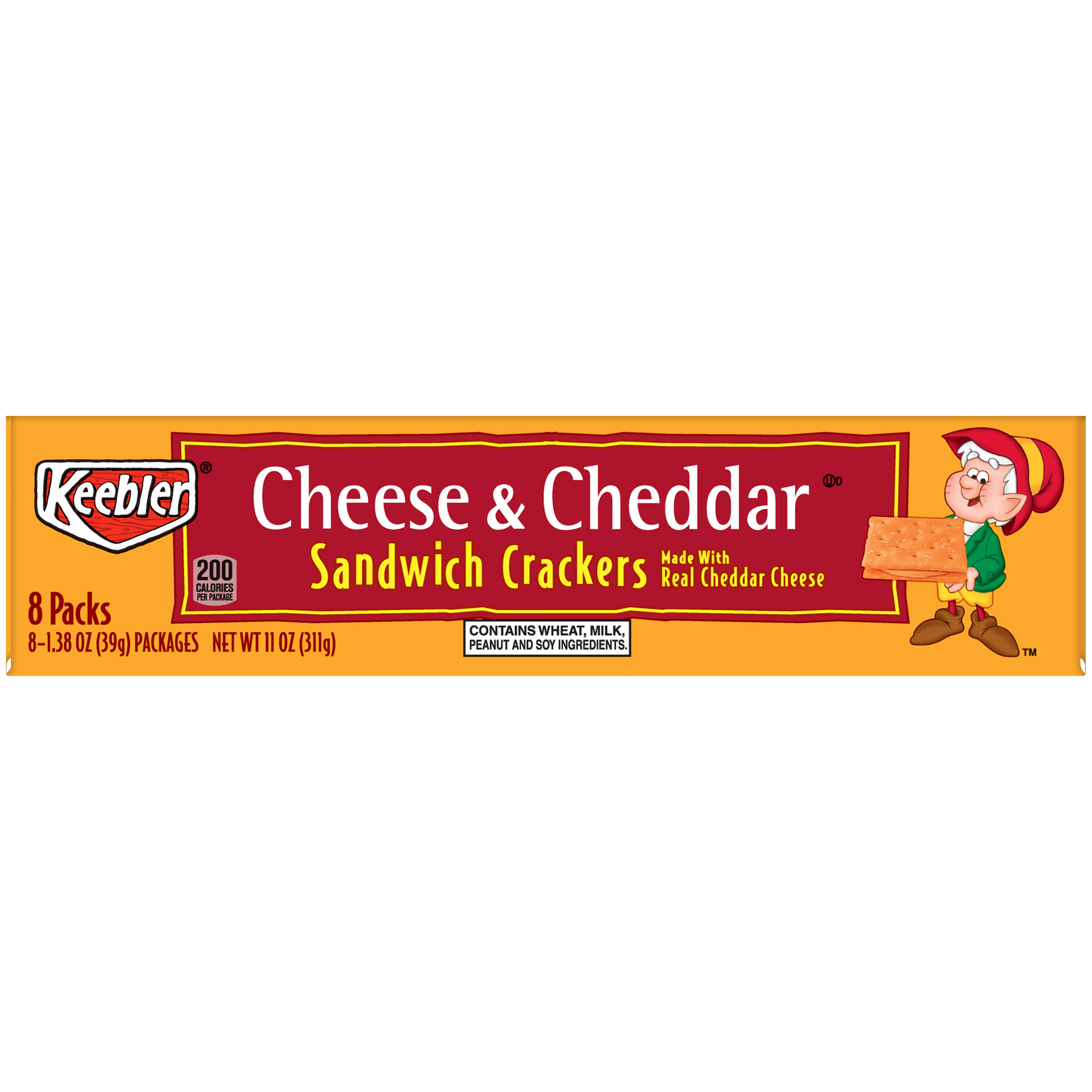 Keebler Sandwich Crackers, Cheese & Cheddar, 8 1.38 oz packages [11