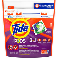 tide pods spring meadow scent he turbo laundry detergent pacs, 16 count