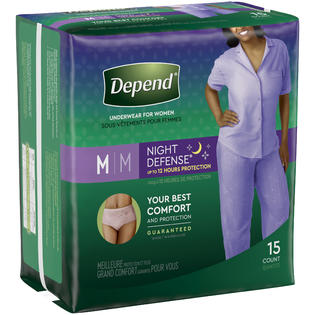 Women's Night Defense Incontinence Overnight Underwear, Medium, 15 Count