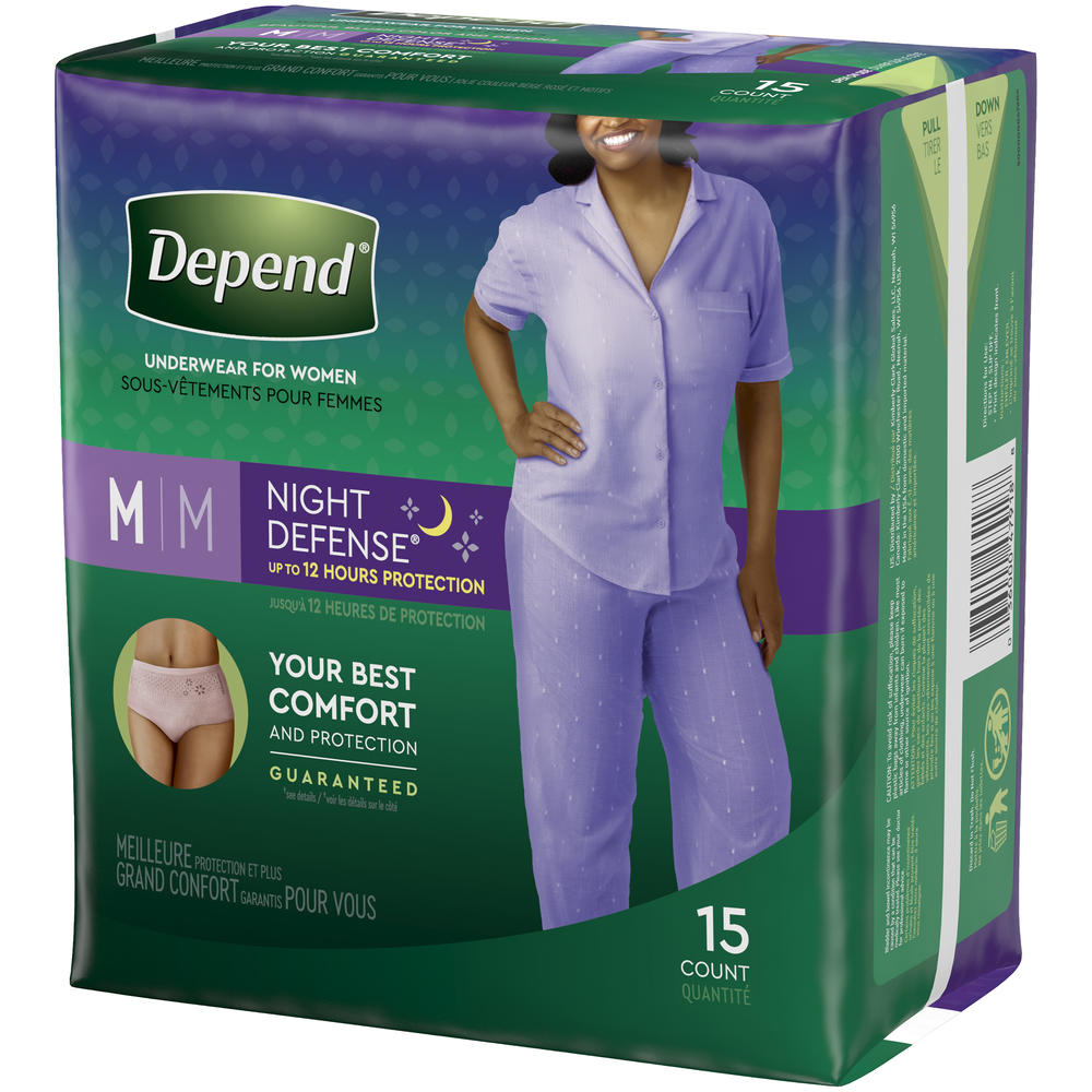 Women's Night Defense Incontinence Overnight Underwear, Medium, 15 Count