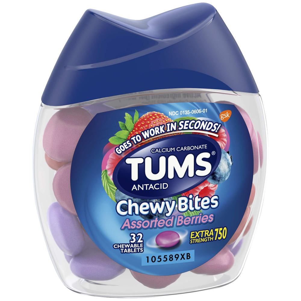 Tums ® Chewy Bites Extra Strength 750 Assorted Berries Antacid Chewable Tablets 32 ct Bottle