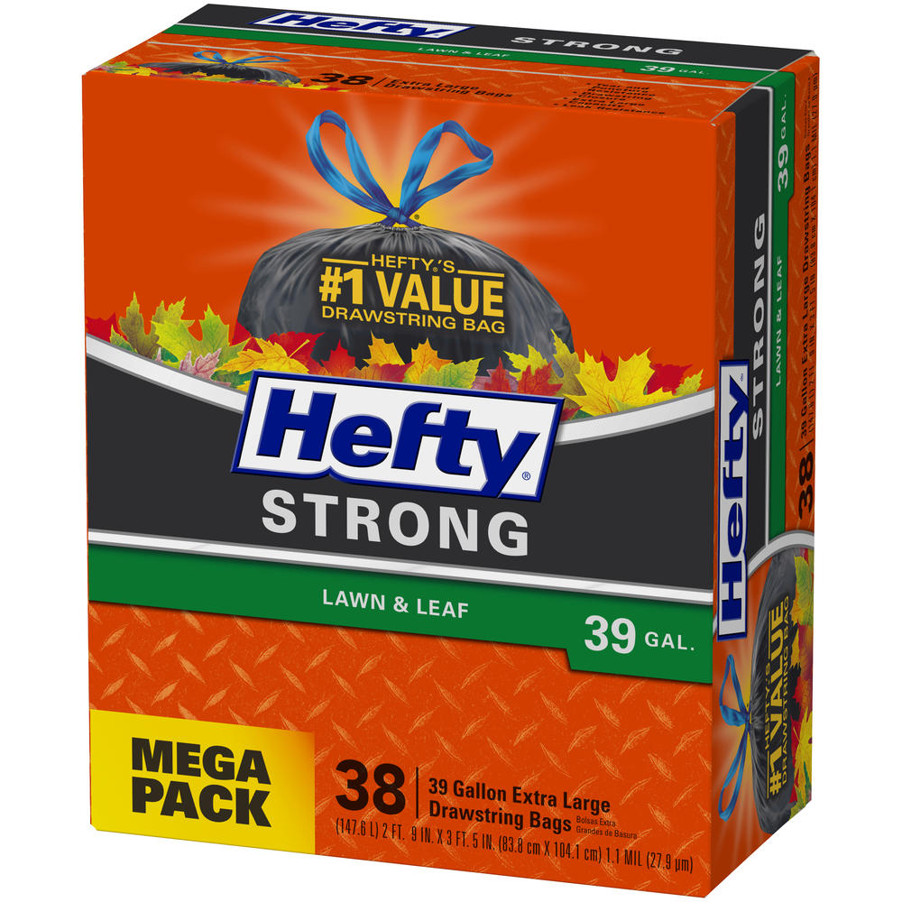 Hefty 0VE8703800AC &#174; Strong Lawn & Leaf 39 Gal. Extra Large Drawstring Bags 38 ct Box