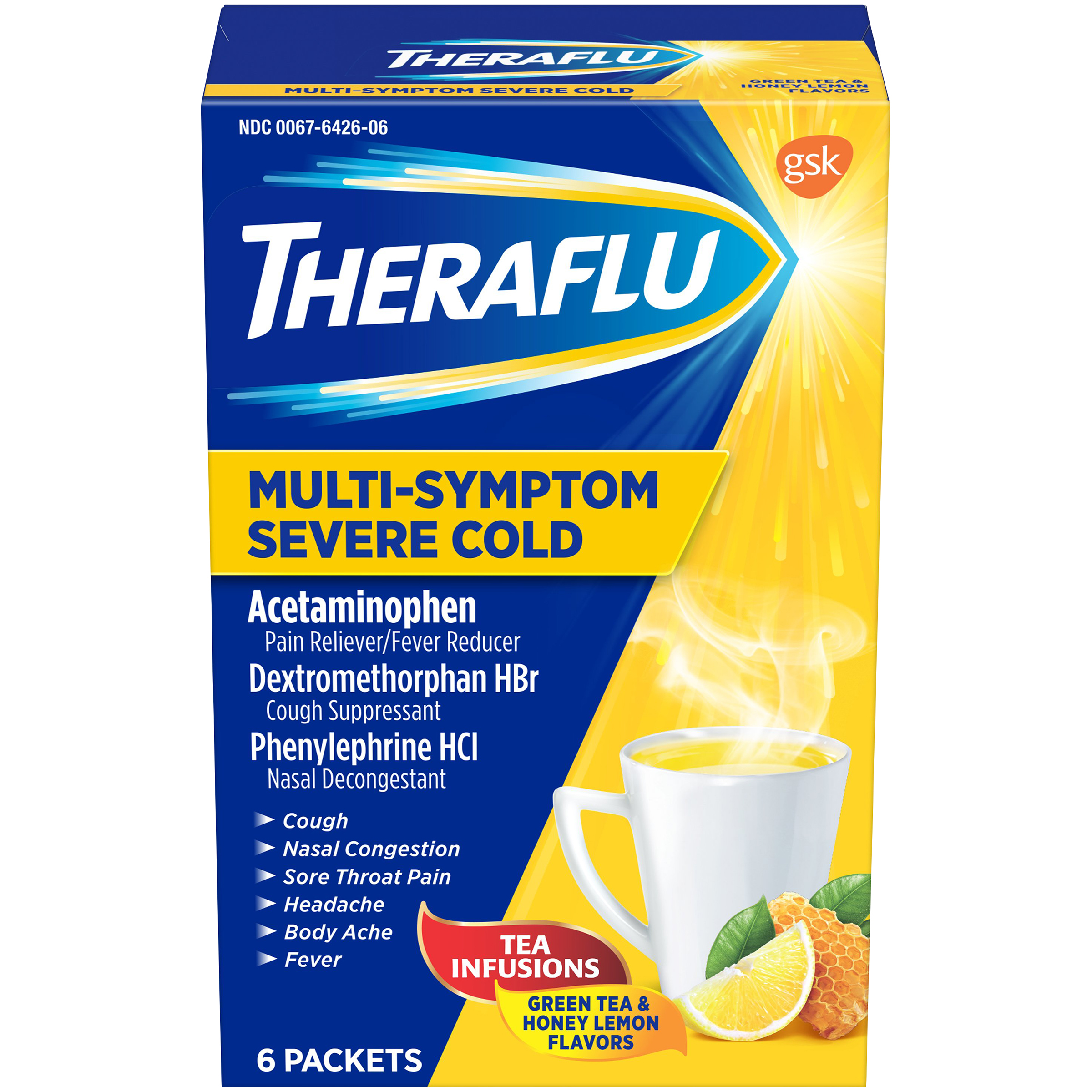 THERAFLU Multi Symptom Severe Cold w/Lipton-Honey Lemon, 6 ct, Size: 6 ct. THERAFLU Multi Symptom Severe Cold w/Lipton-Honey Lemon, 6 ct, Size: 6 ct.
