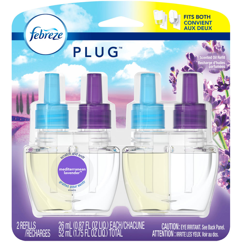 Febreze  Plug Air Freshener Scented Oil Refill, Mediterranean Lavender, 2 Count