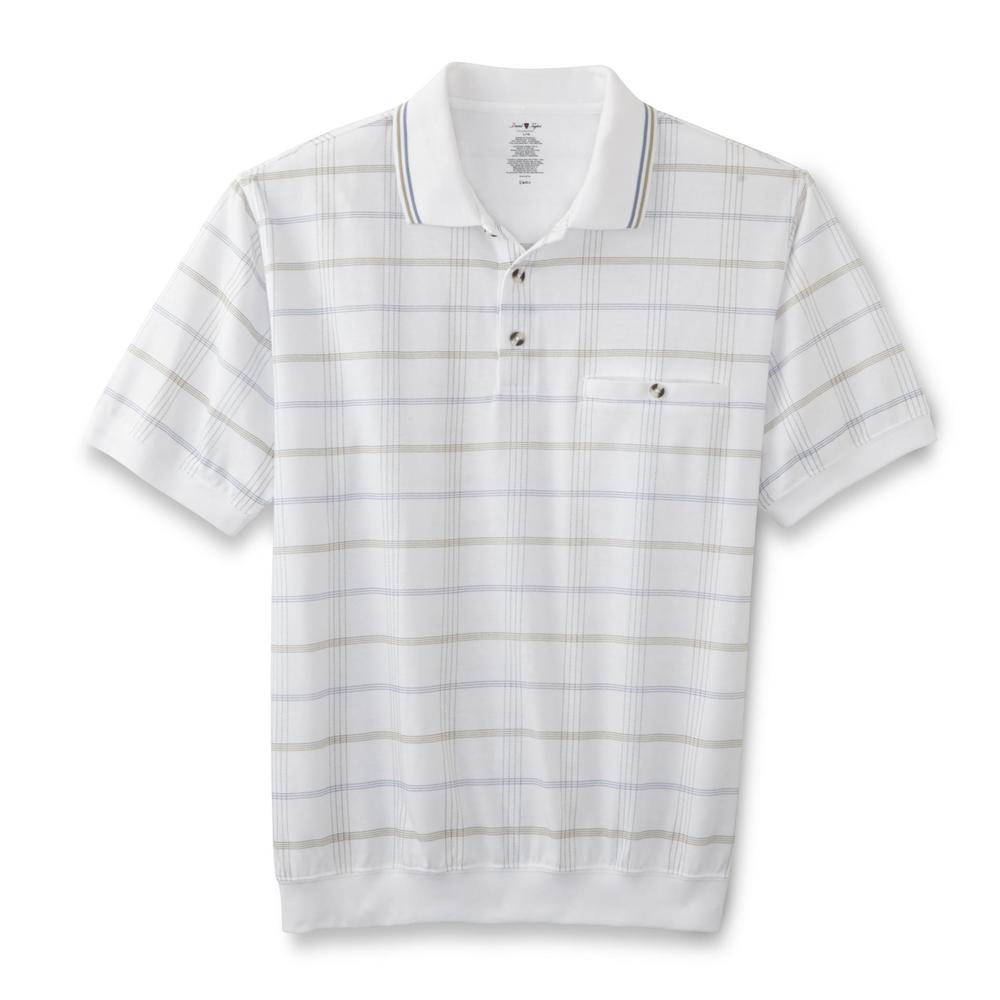David Taylor Collection Men's Pocket Polo Shirt - Windowpane