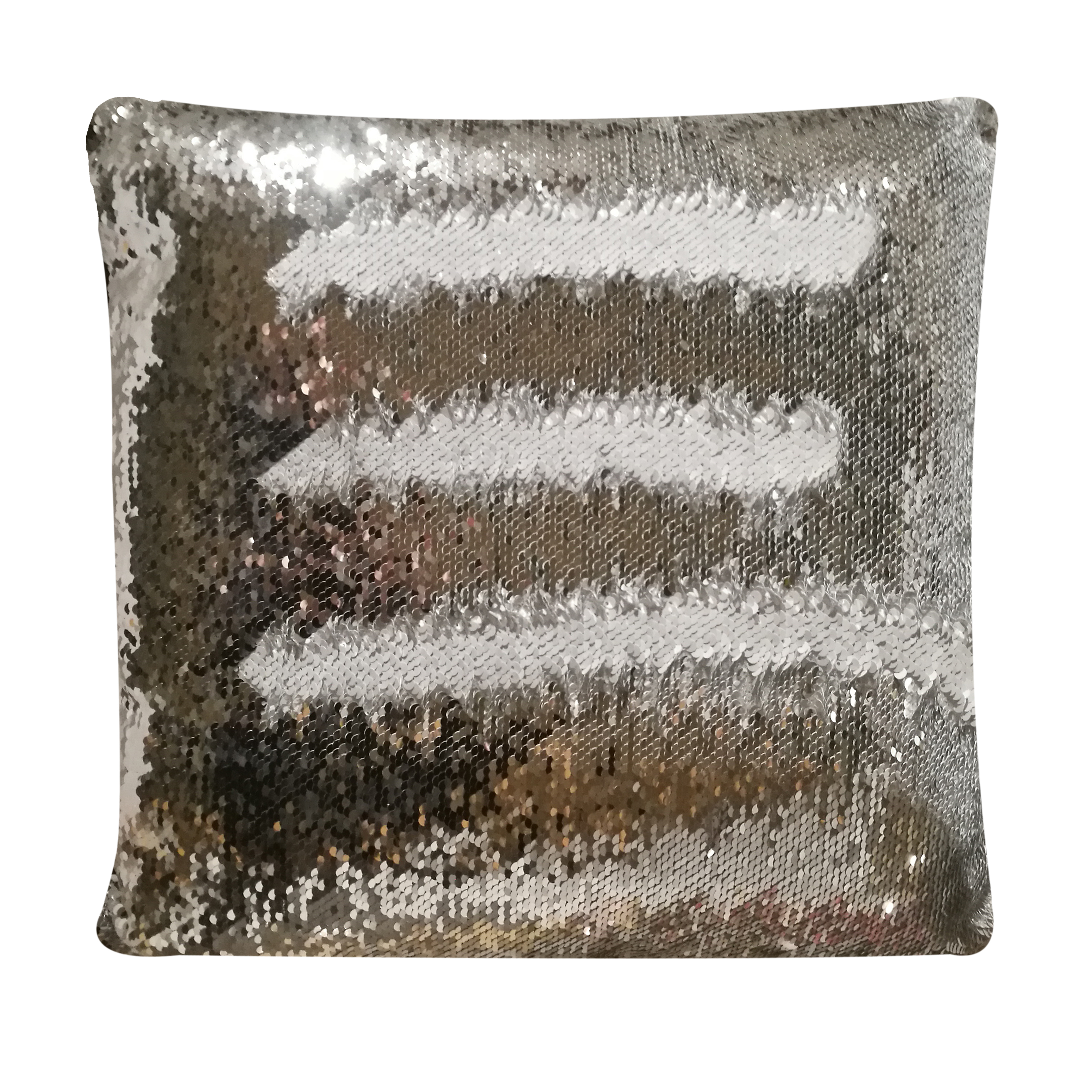 18&#8221; Sequin Decorative Pillow &#8211; White/Silver