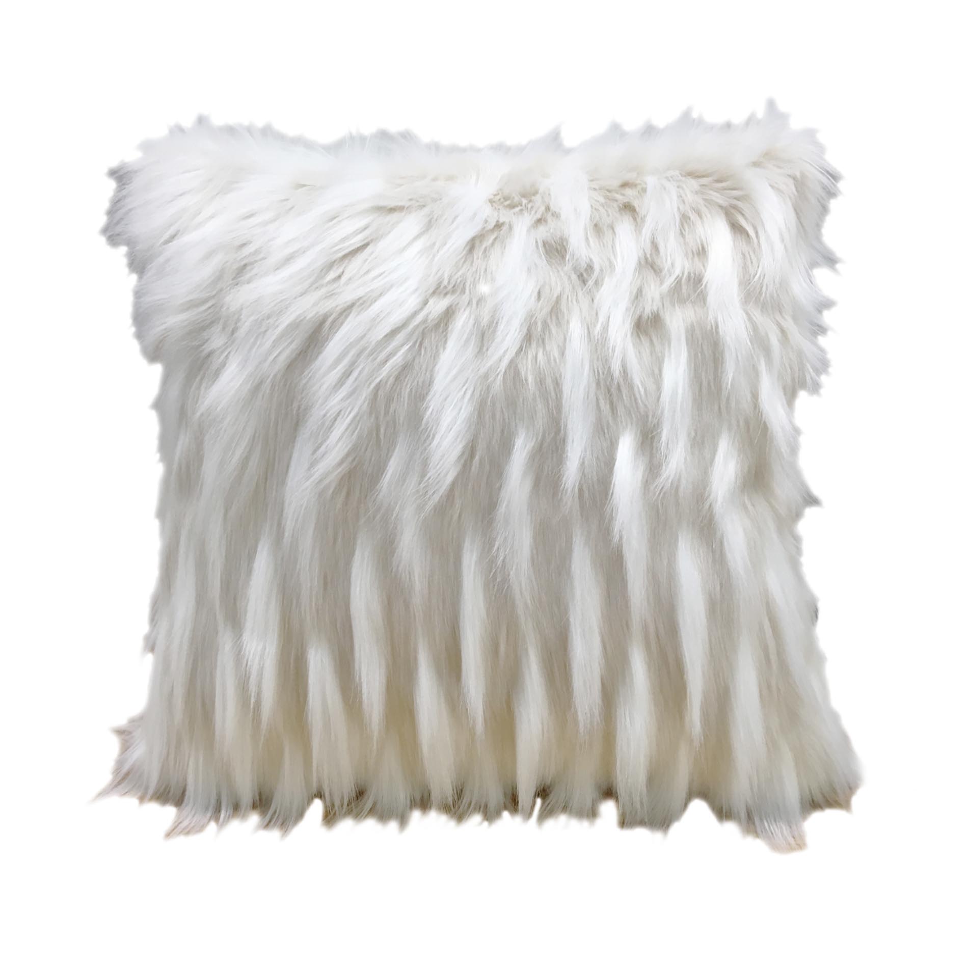 White Faux Fur Decorative Pillow