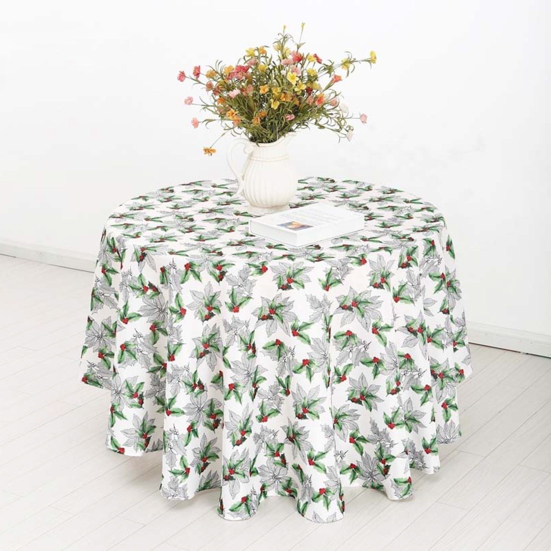 Trim A Home&reg; 70" Tablecloth - Holly Leaves And Berries