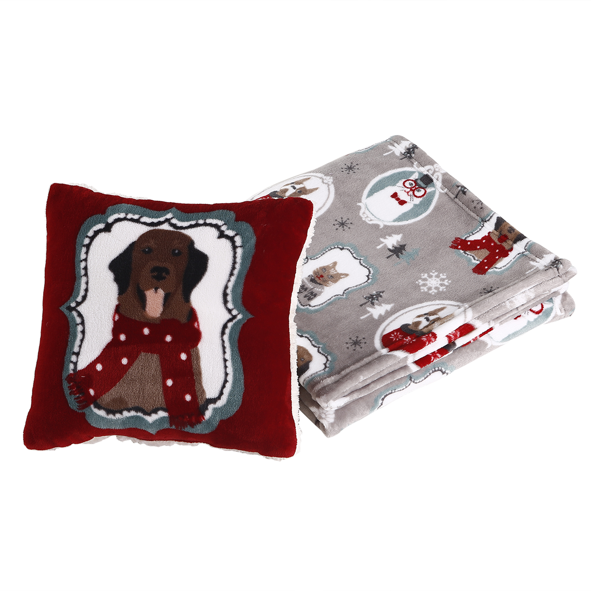 Cannon 2 Pc. Cats And Dogs Pillow And Throw Set