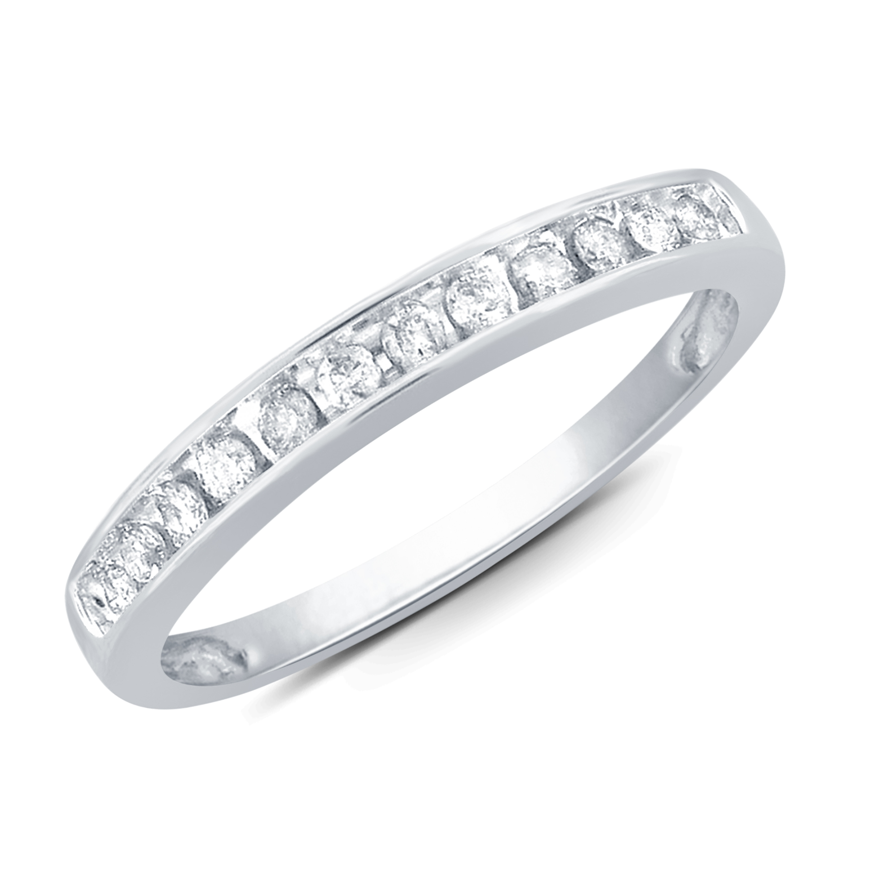 10K White Gold 1/5 CTTW Certified Diamond Channel Band Ring