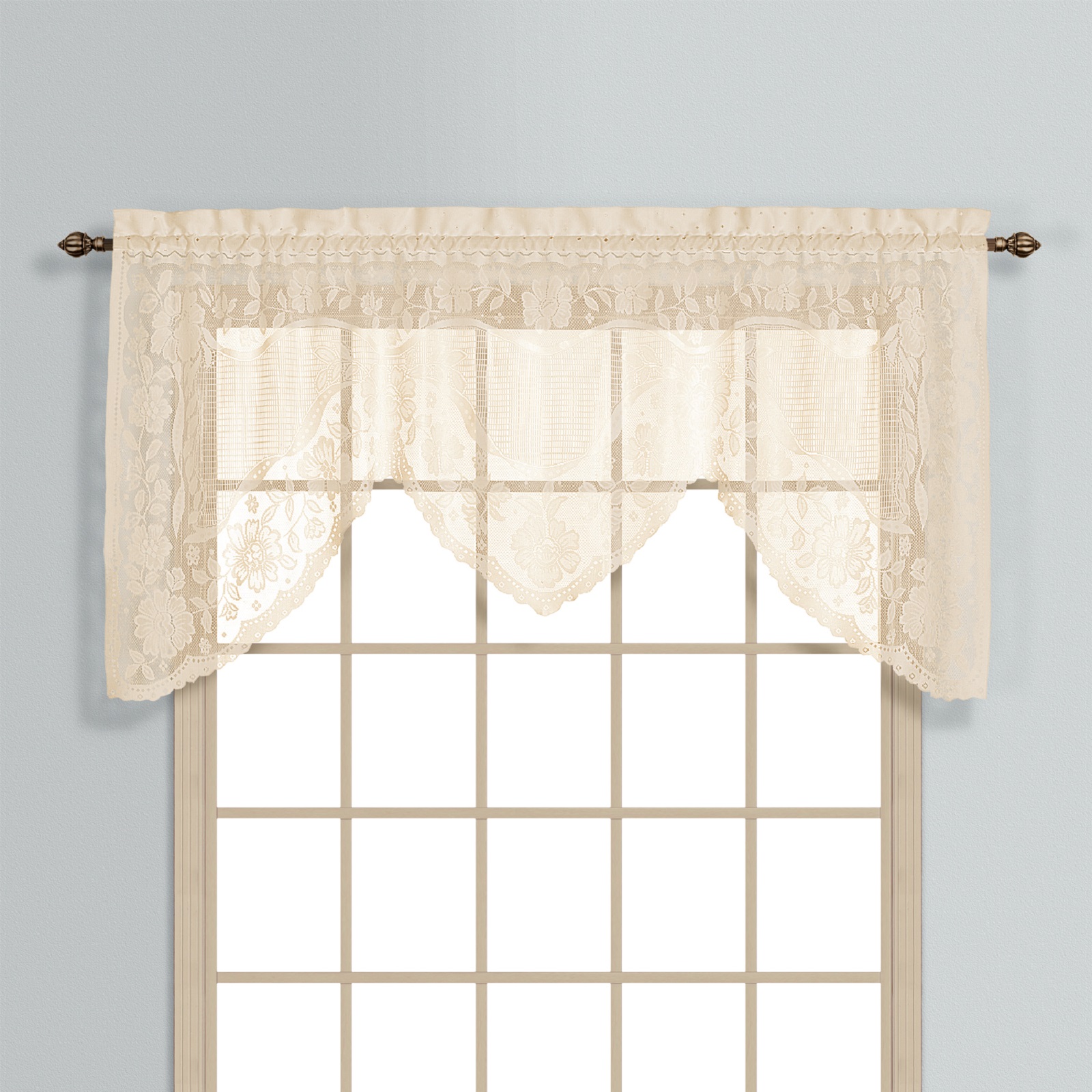 United Curtain Company Windsor 72" X 36" elegant lace swagger topper