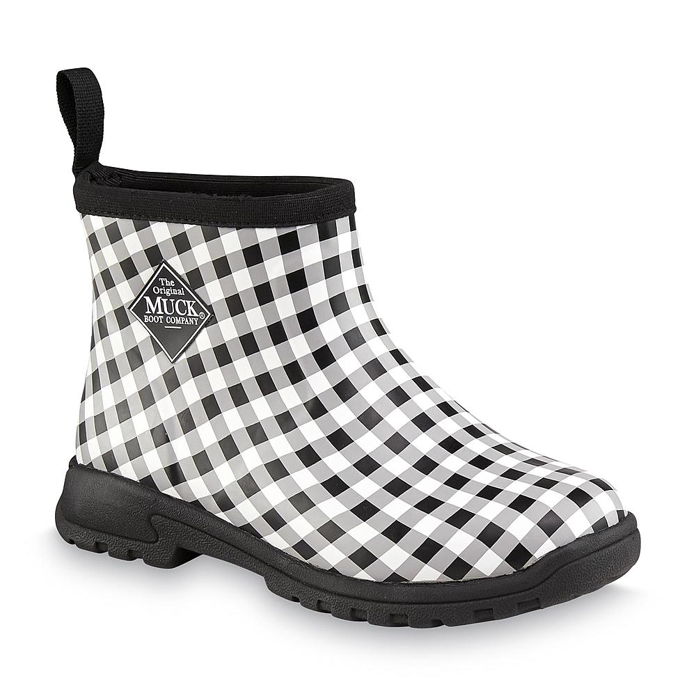 The Original Muck Boot Company Women's Breezy Cool Black/White/Gingham Ankle Rain Boot
