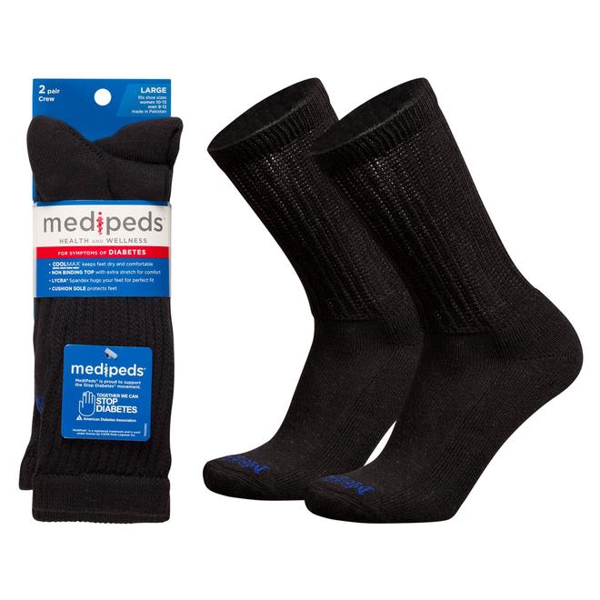 MediPeds Diabetic Crew Sock 2 Pr
